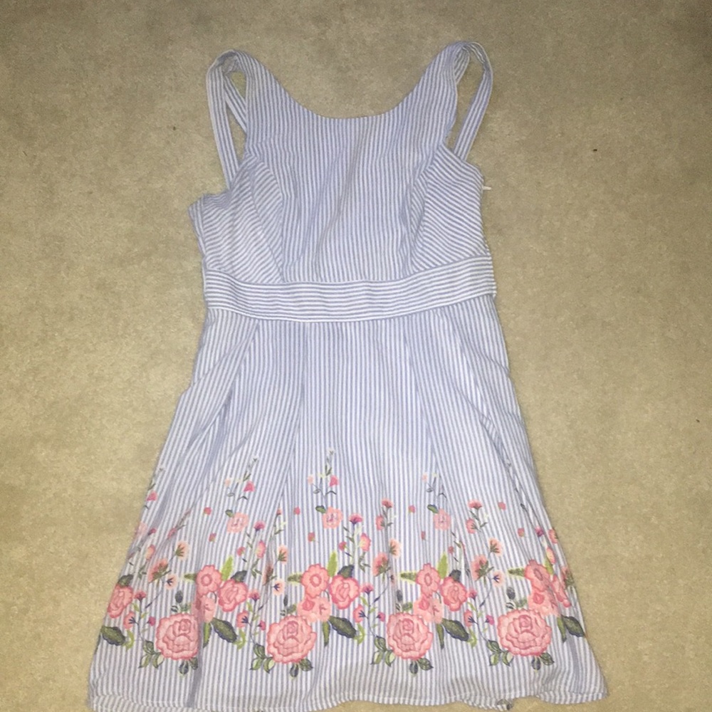Blue and white dress